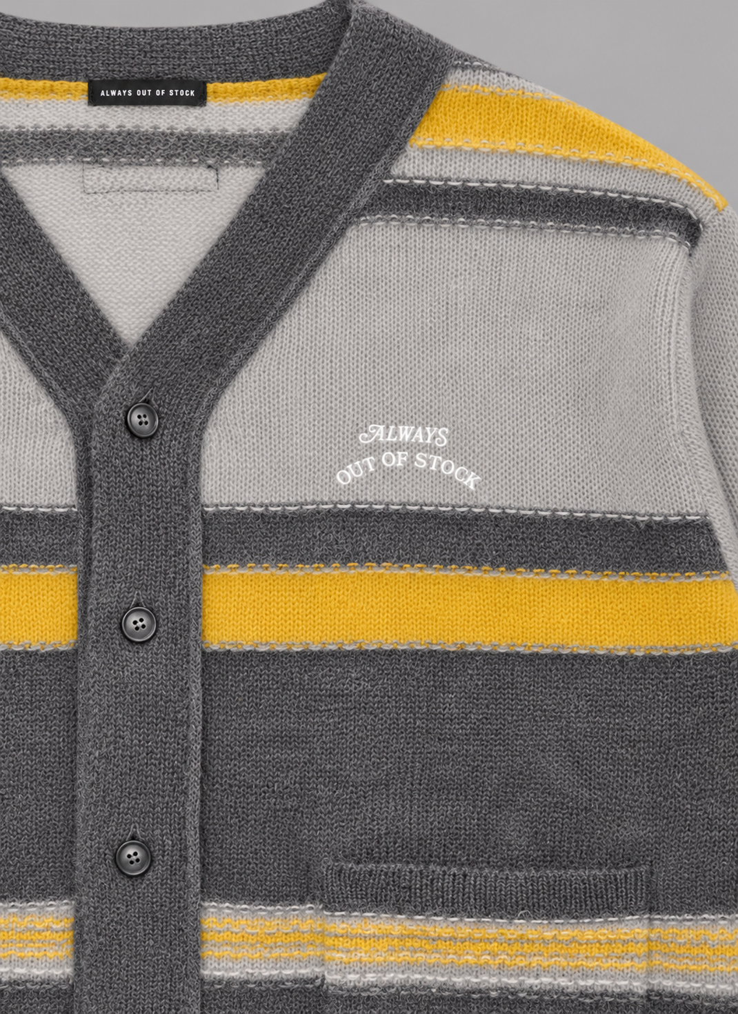 STRIPED KNIT MOHAIR CARDIGAN - GRAY