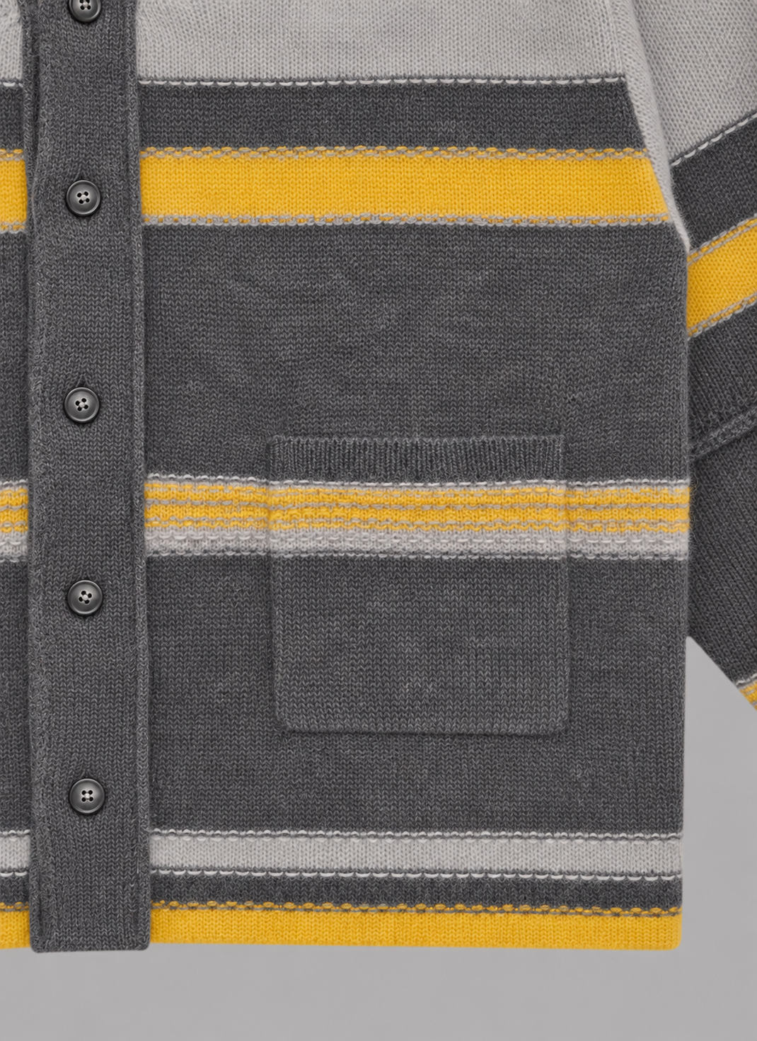 STRIPED KNIT MOHAIR CARDIGAN - GRAY