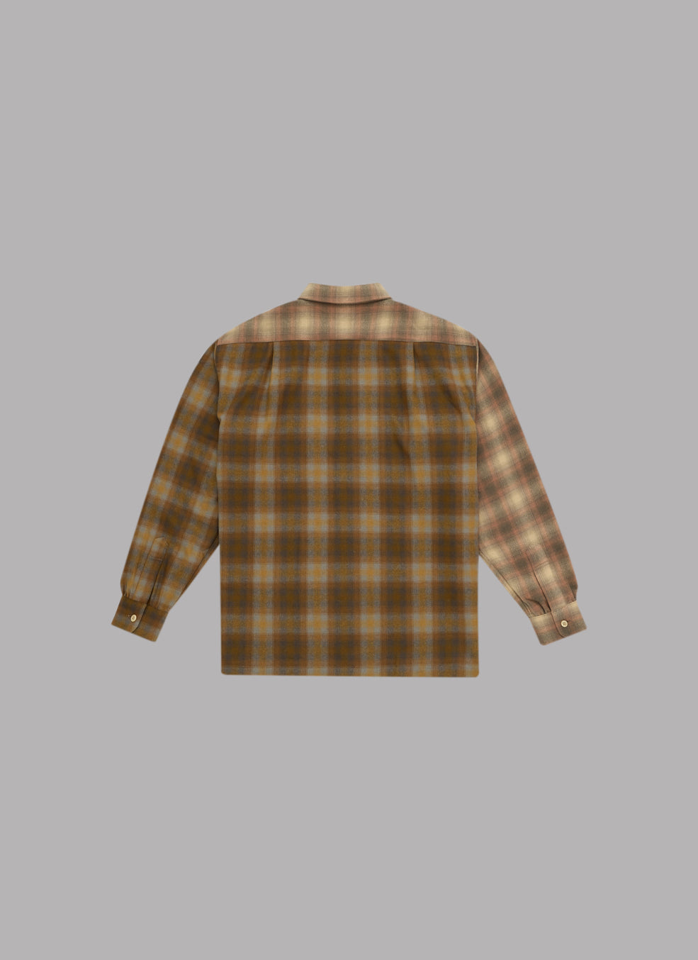 AOOS X PENDLETON OPEN COLLAR CHECKED SHIRT-BEIGE