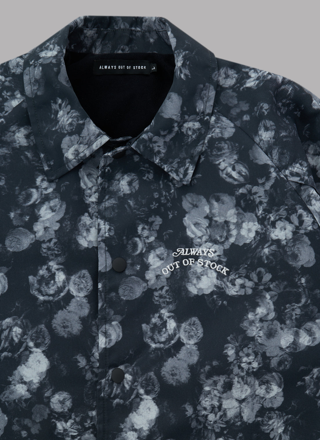 FLOWER PATTERN LIGHT BLOUSON JACKET-BLACK