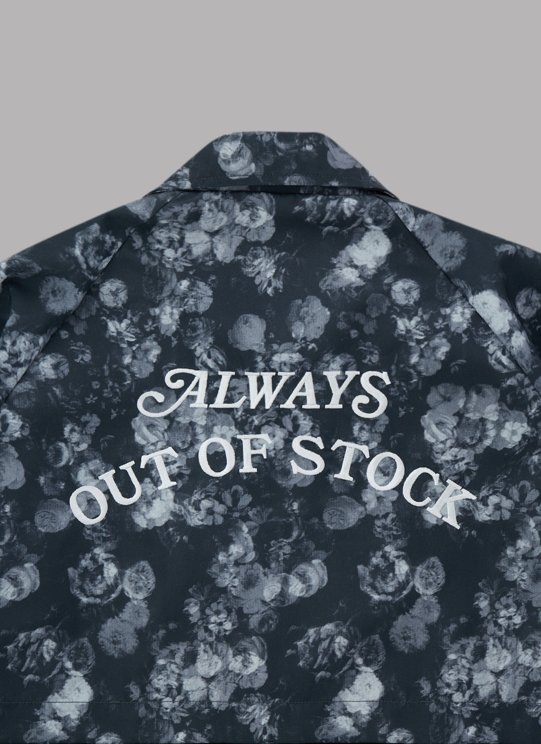 FLOWER PATTERN LIGHT BLOUSON JACKET-BLACK