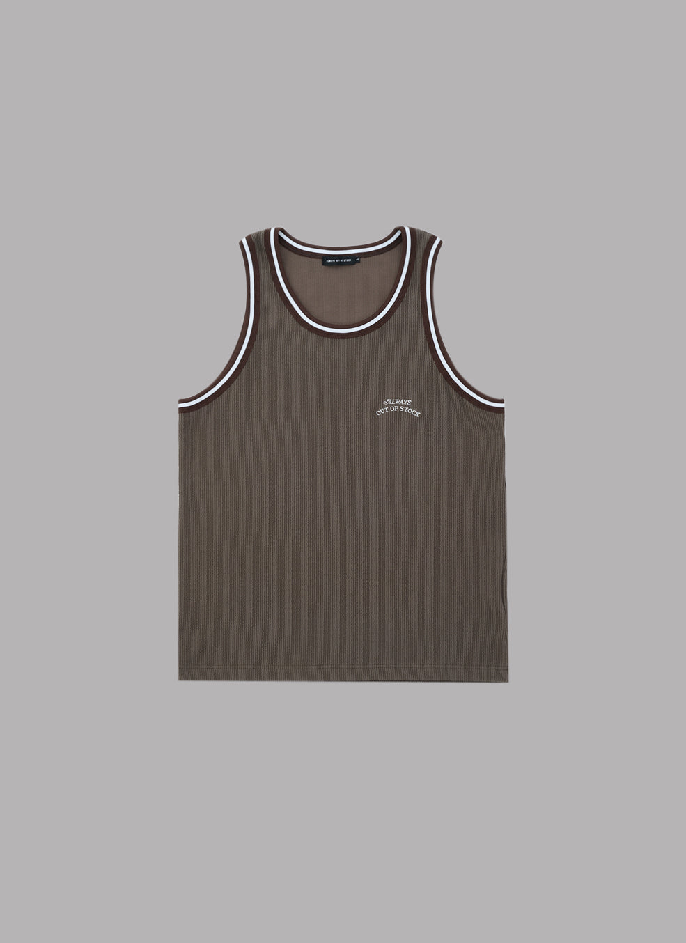 FRILL STRIPES TANK TOP-BROWN