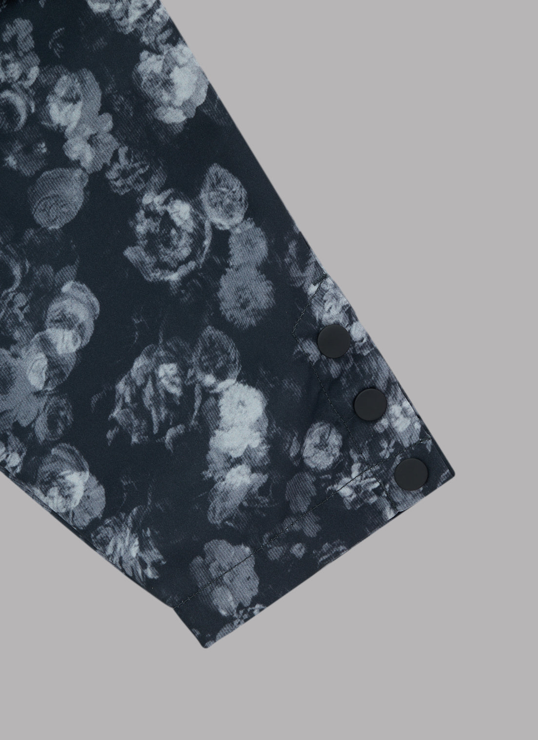 FLOWER PATTERN LIGHT BLOUSON JACKET-BLACK