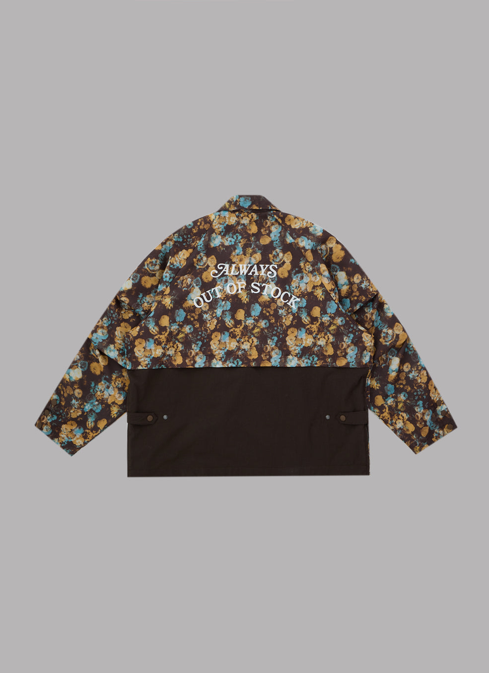 FLOWER PATTERN LIGHT BLOUSON JACKET-BROWN
