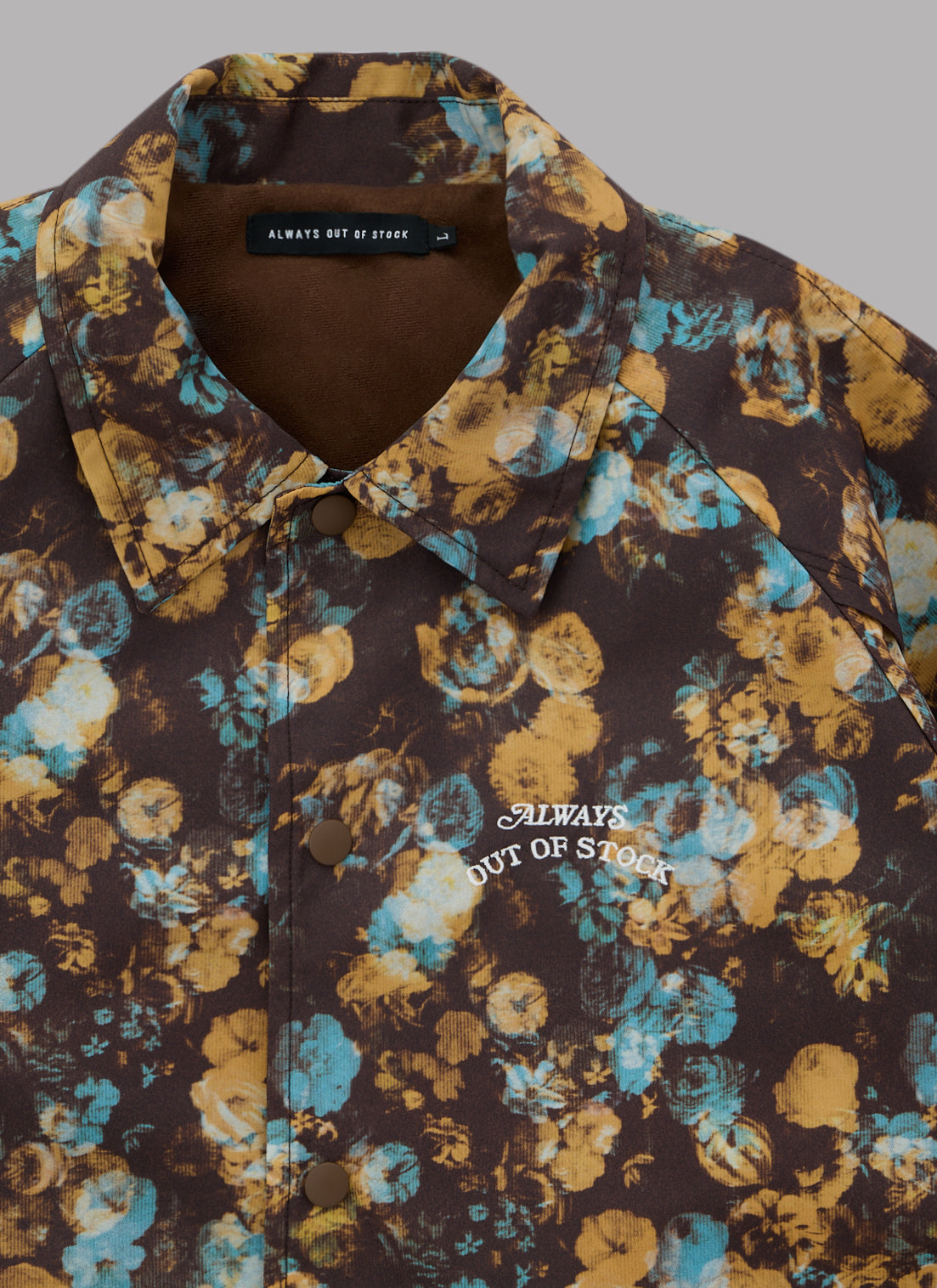 FLOWER PATTERN LIGHT BLOUSON JACKET-BROWN