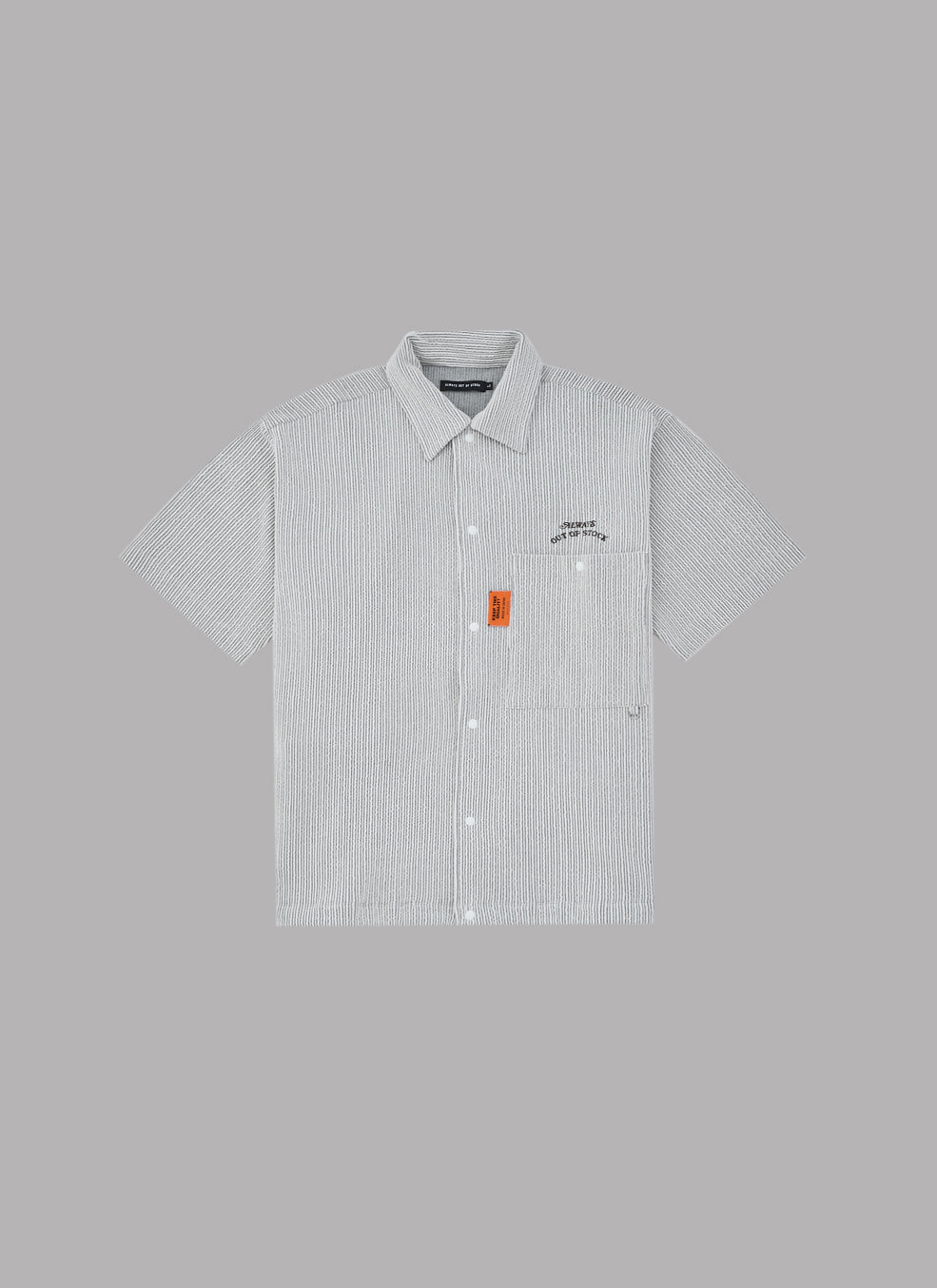 ・FRILL STRIPES S/S SHIRT-GRAY