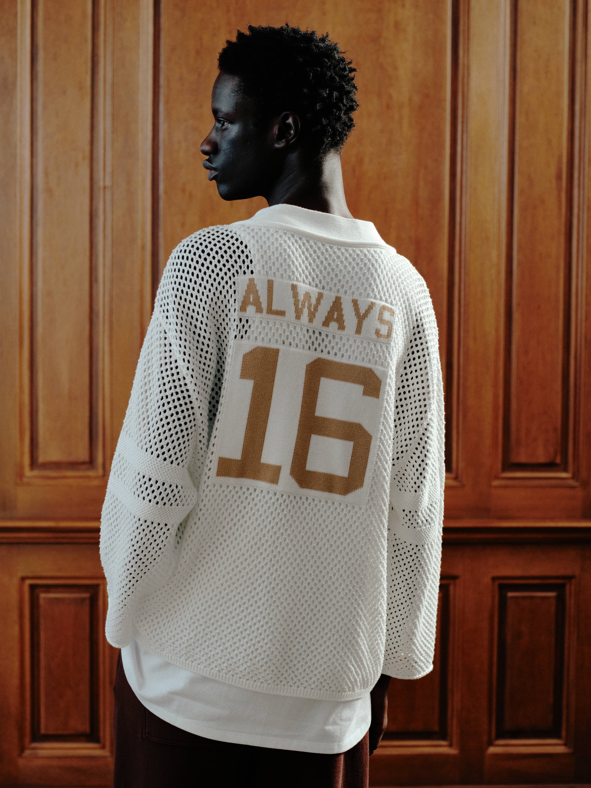 MESH KNIT BASEBALL CARDIGAN-OFF WHITE