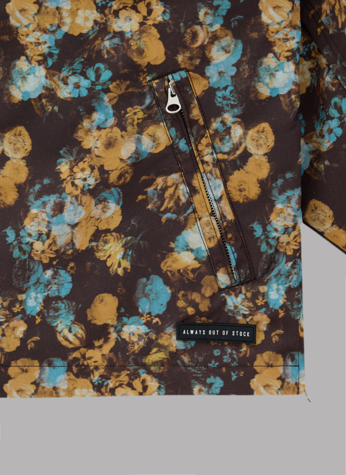 FLOWER PATTERN LIGHT BLOUSON JACKET-BROWN