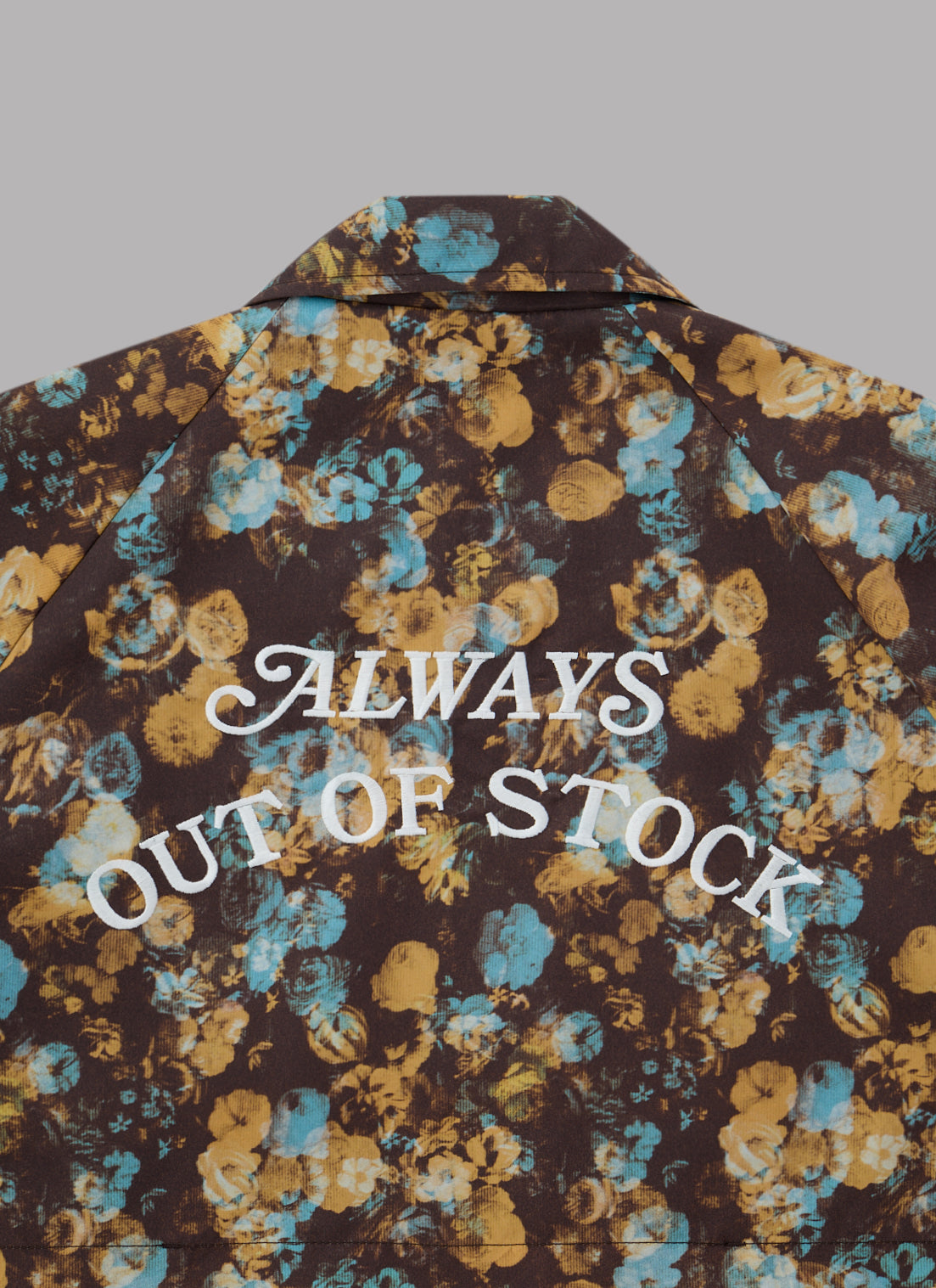 FLOWER PATTERN LIGHT BLOUSON JACKET-BROWN