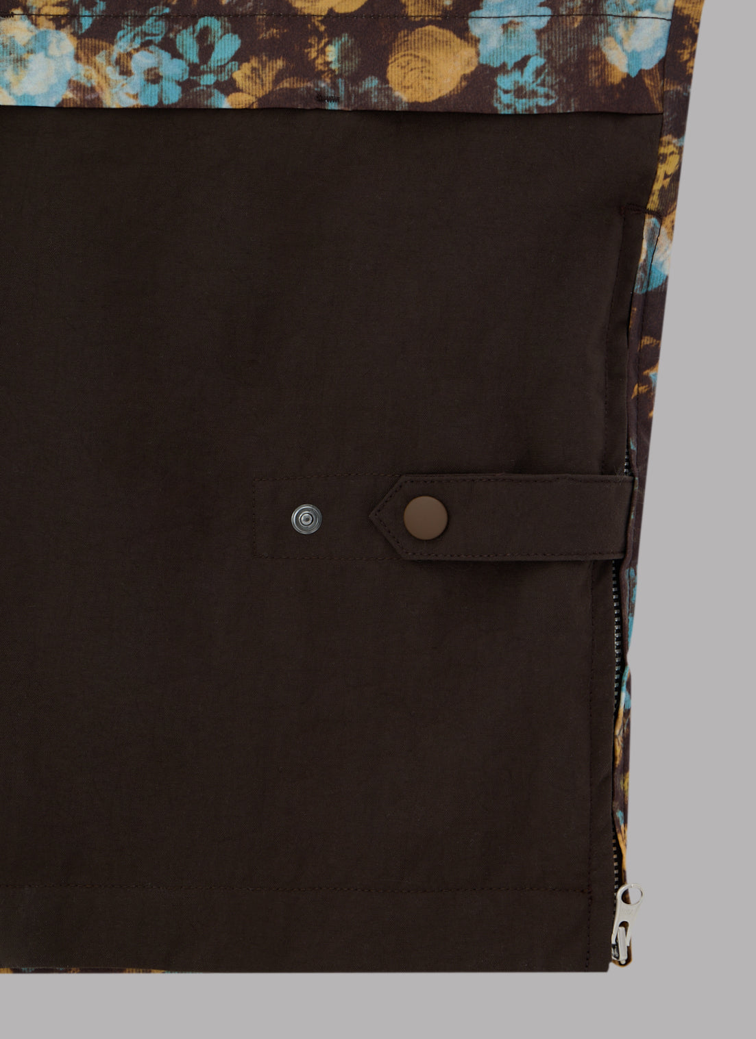 FLOWER PATTERN LIGHT BLOUSON JACKET-BROWN