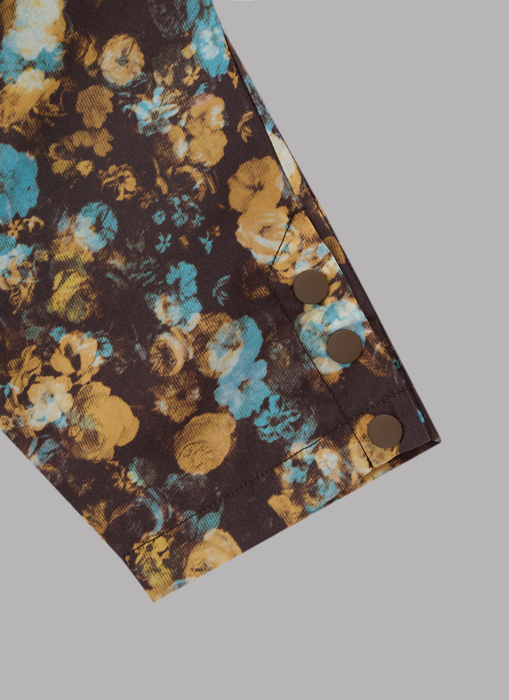 FLOWER PATTERN LIGHT BLOUSON JACKET-BROWN