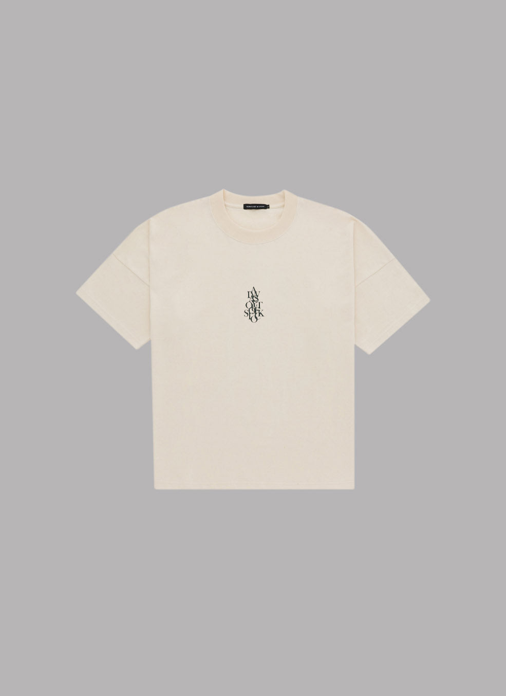 OVERLAP DROP S/S TEE - IVORY x OLIVE