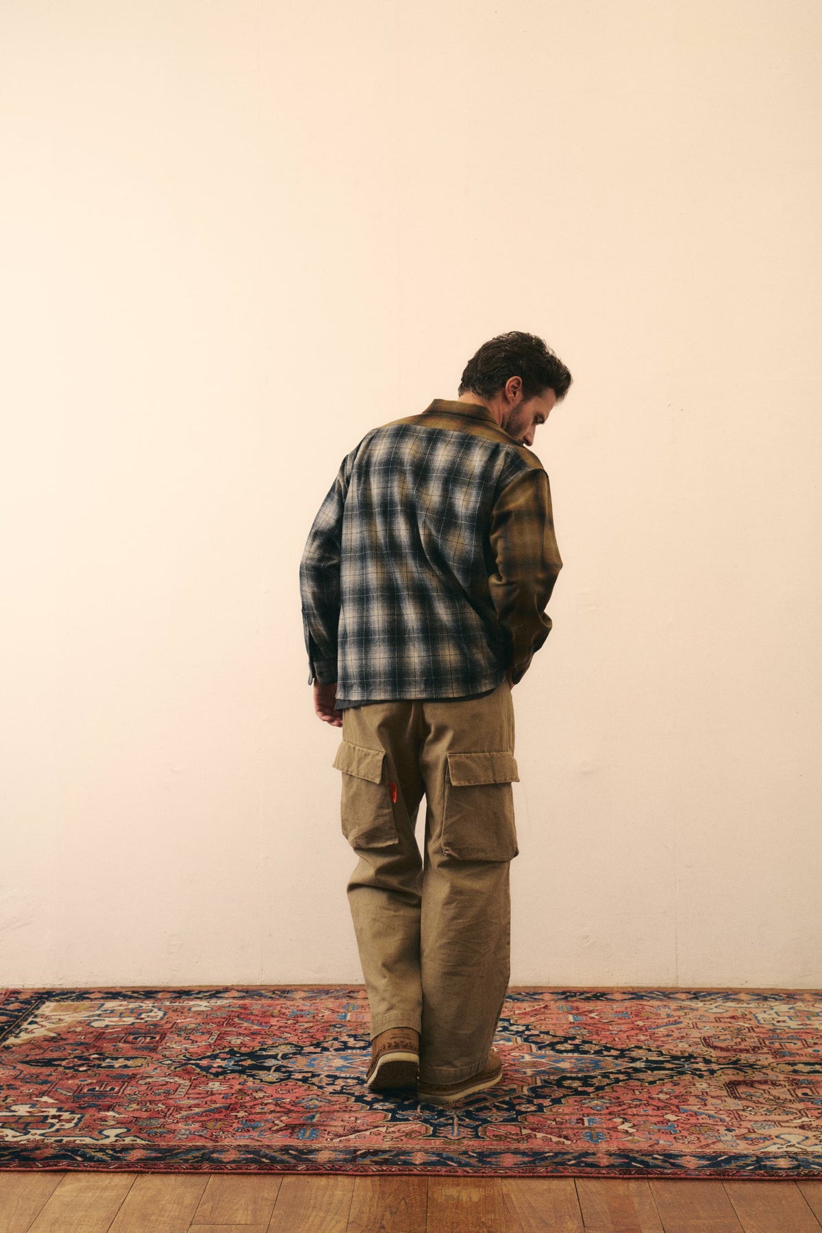 AOOS X PENDLETON OPEN COLLAR CHECKED SHIRT-BROWN