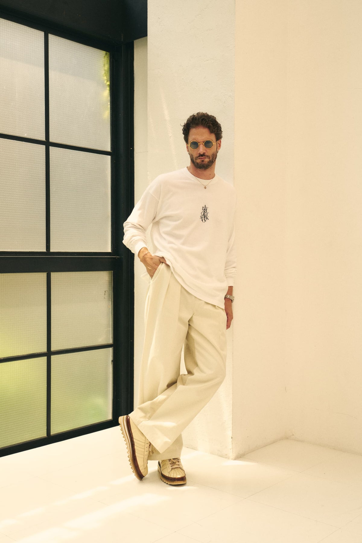 OVERLAP L/S TEE - WHITE