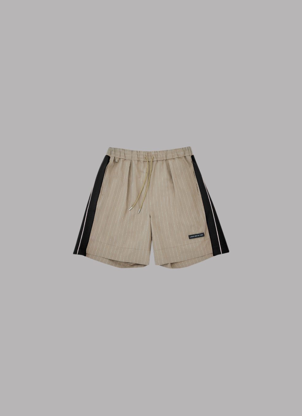 SIDE STRIPE LINEN TUCKED SHORTS-BEIGE