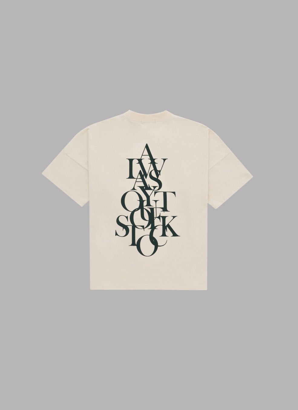 OVERLAP DROP S/S TEE - IVORY x OLIVE