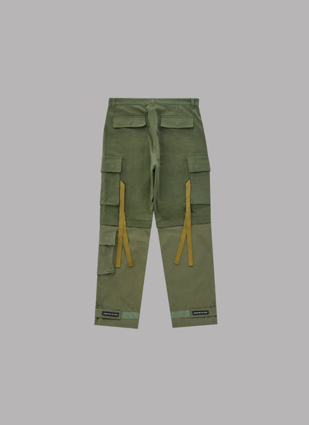 LAYERED FATIGUE PANTS-OLIVE