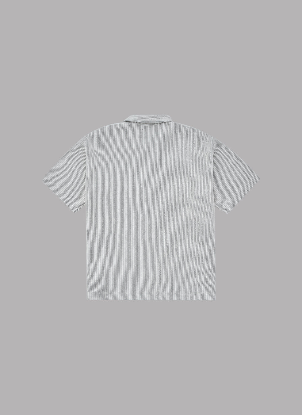 ・FRILL STRIPES S/S SHIRT-GRAY