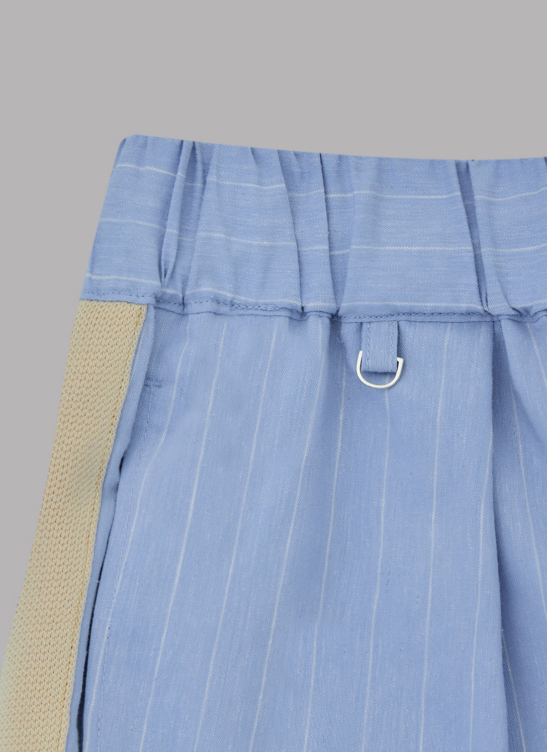 SIDE STRIPE LINEN TUCKED SHORTS-SAX