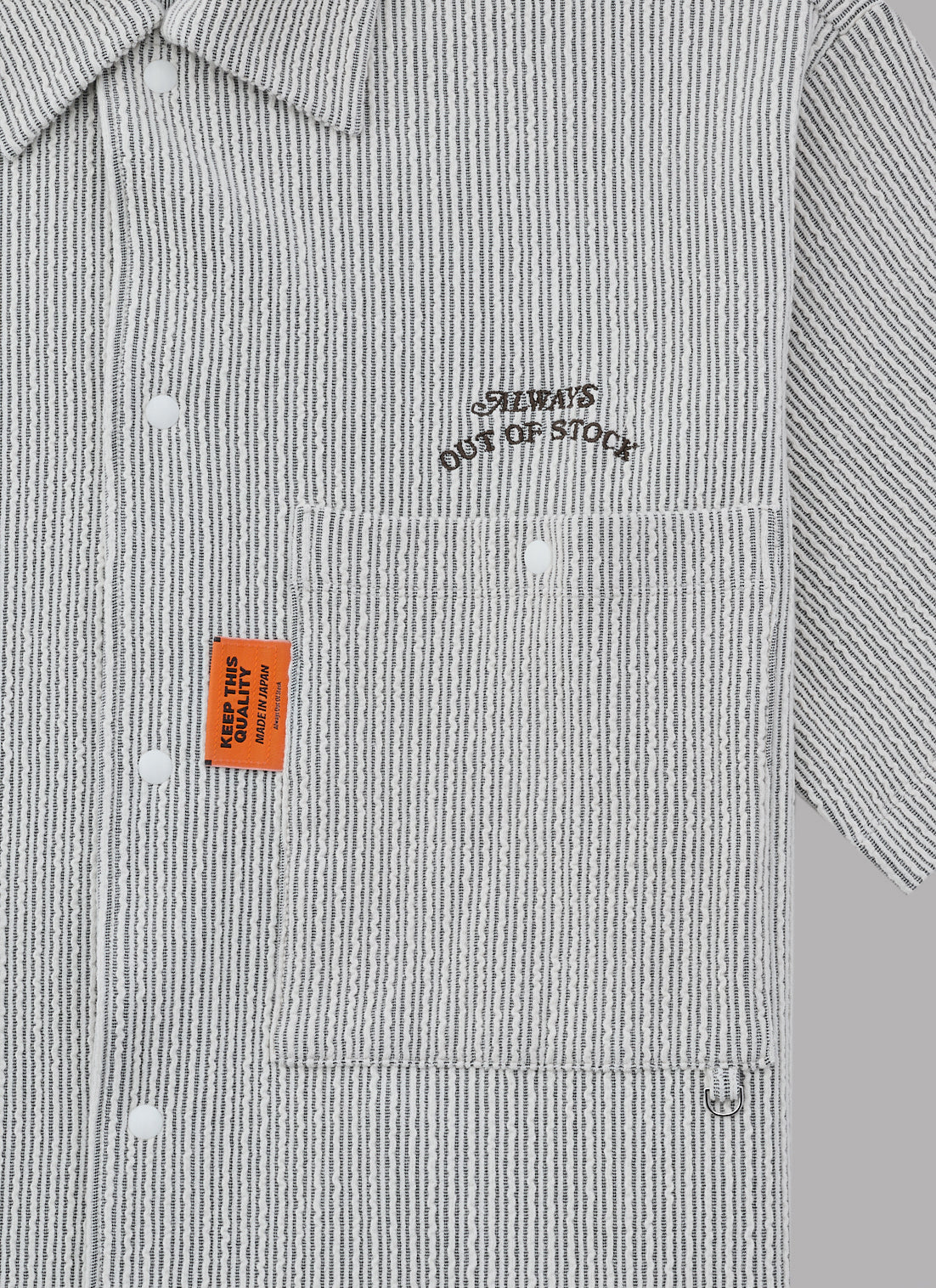 ・FRILL STRIPES S/S SHIRT-GRAY