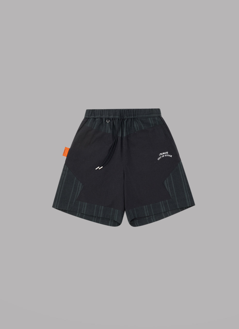 LINEN BASKETBALL SHORTS-BLACK