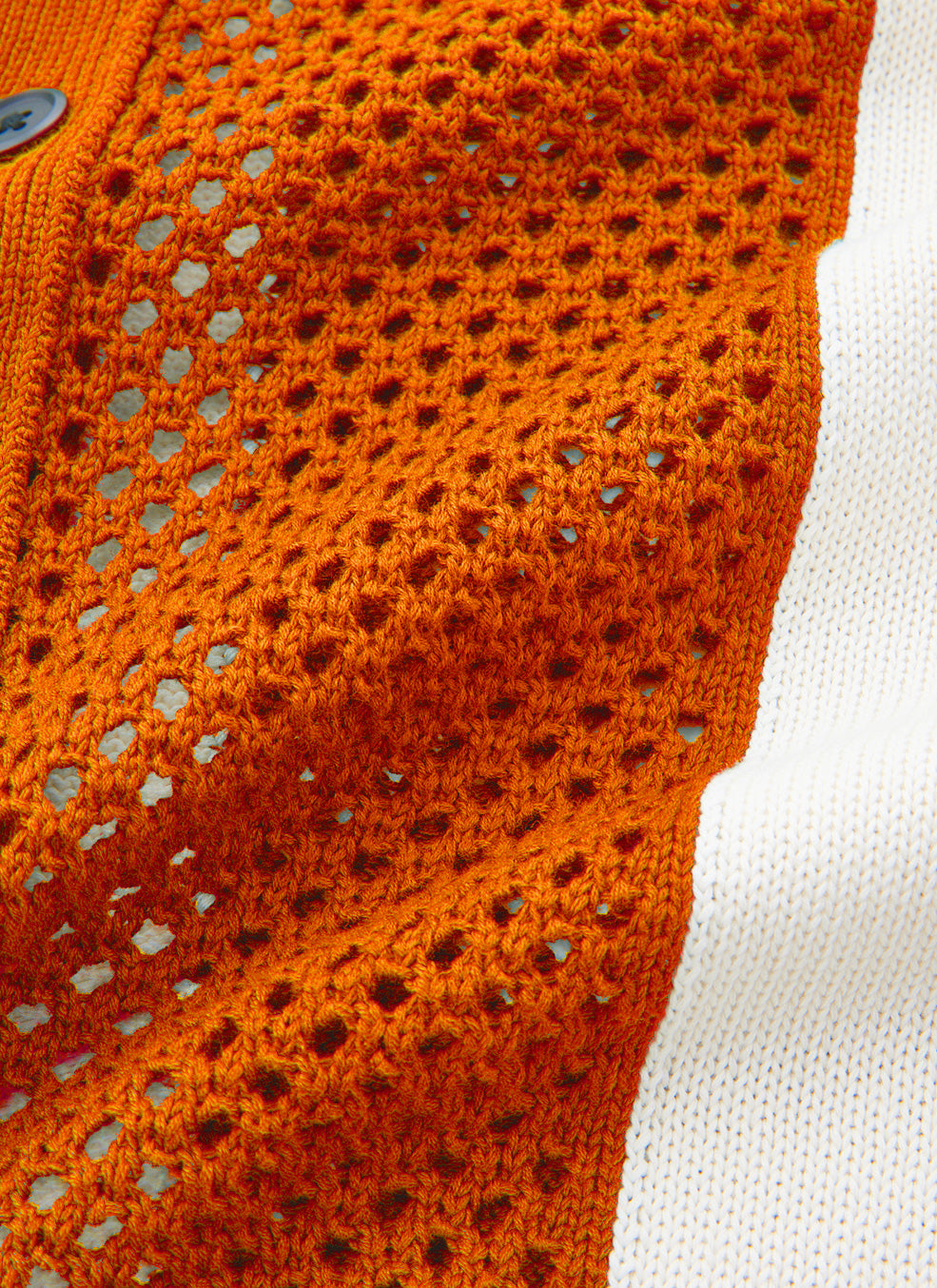 SUMMER KNIT RESORT SHIRT-ORANGE x IVORY