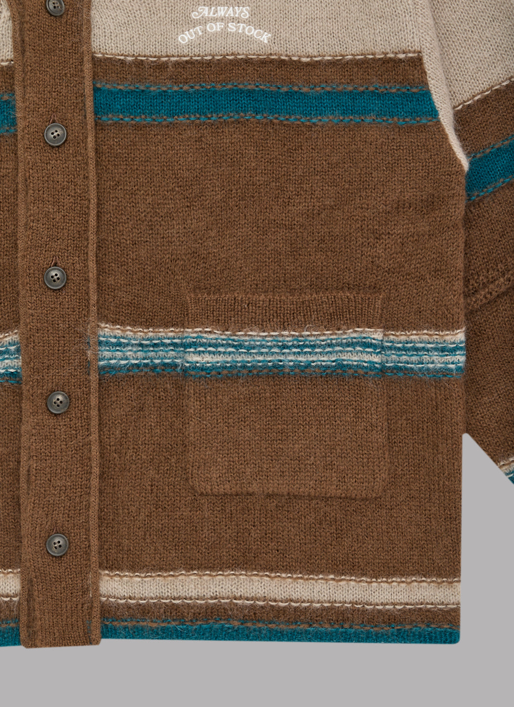 STRIPED KNIT MOHAIR CARDIGAN - BROWN
