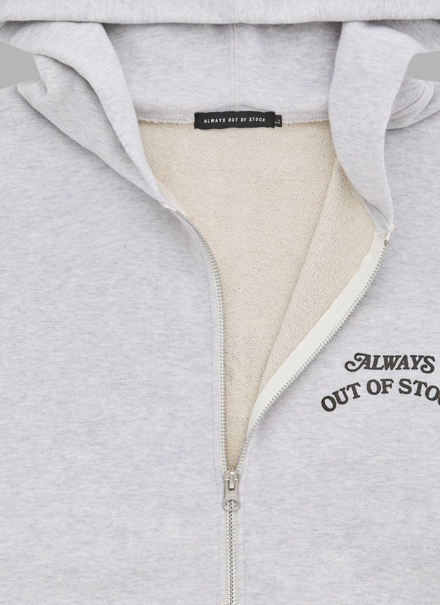 BASIC LOGO ZIP HOODIE - HEATHER GRAY