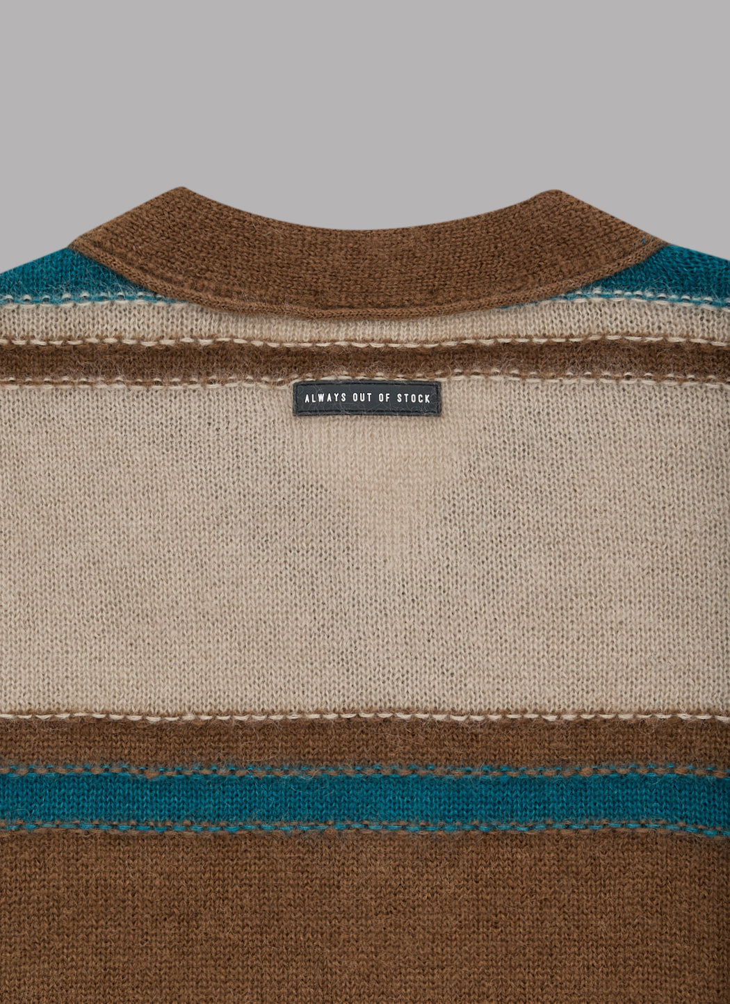 STRIPED KNIT MOHAIR CARDIGAN - BROWN