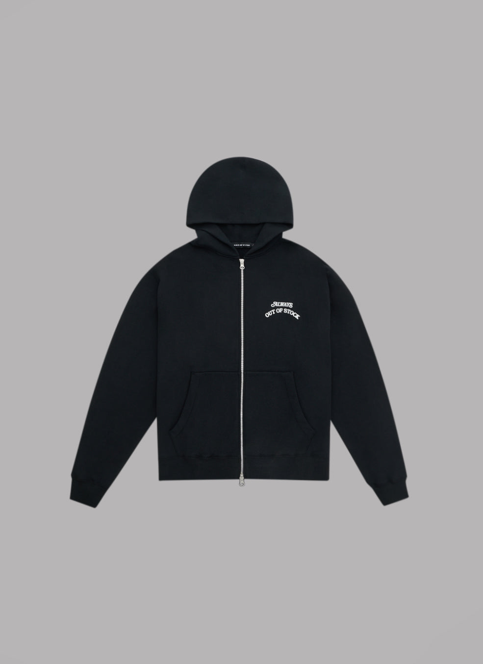 BASIC LOGO ZIP HOODIE - BLACK