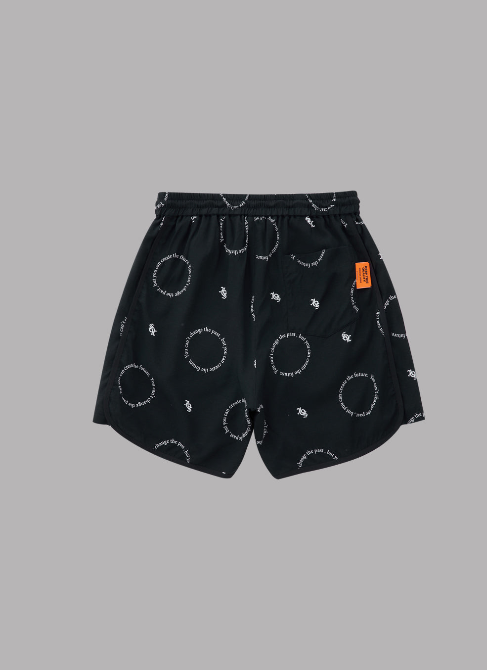 CIRCLE PATTERN ACTIVE SHORTS-BLACK