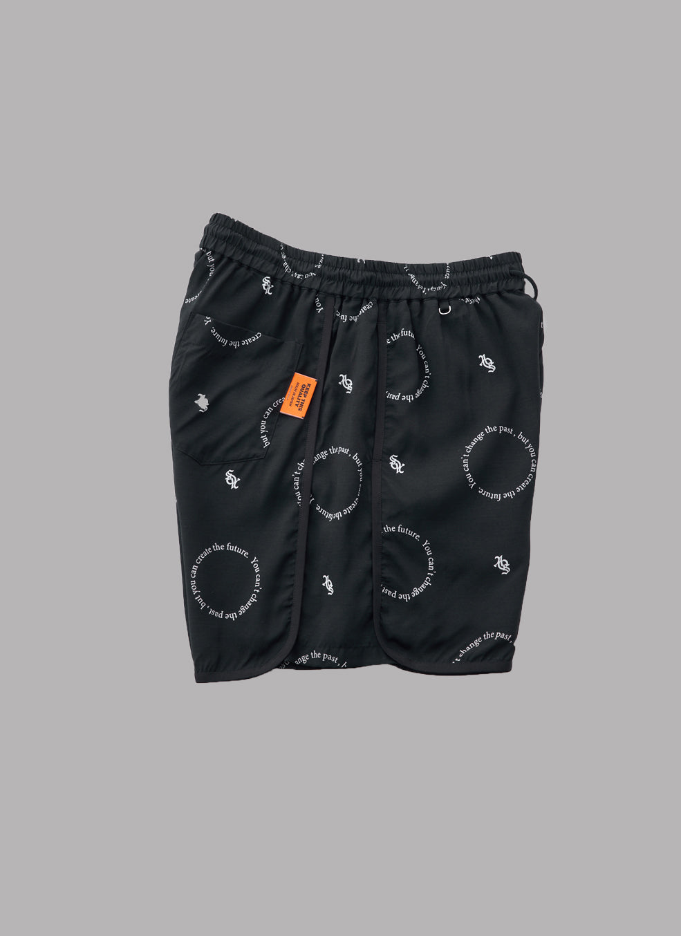 CIRCLE PATTERN ACTIVE SHORTS-BLACK