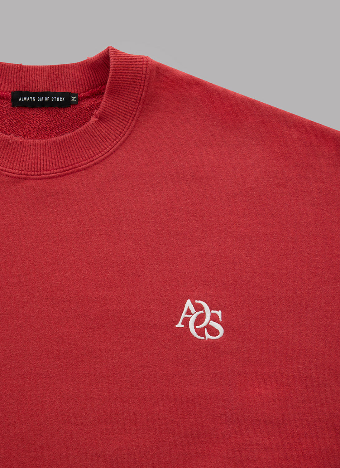 WASHED DAMAGED HALF SLEEVE CREWNECK-DUSTY RED