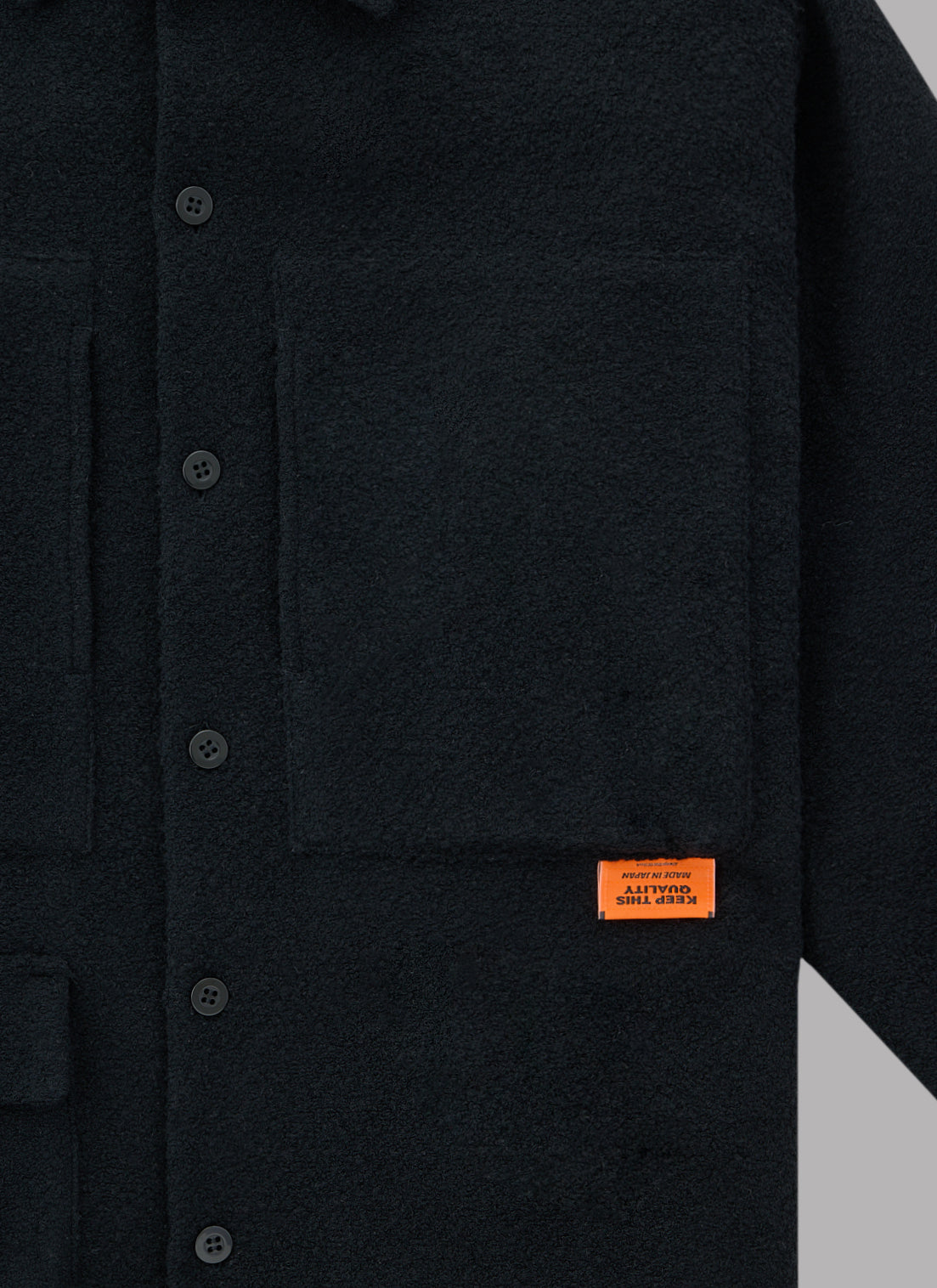 TWEED-LIKE UTILITY JACKET-BLACK