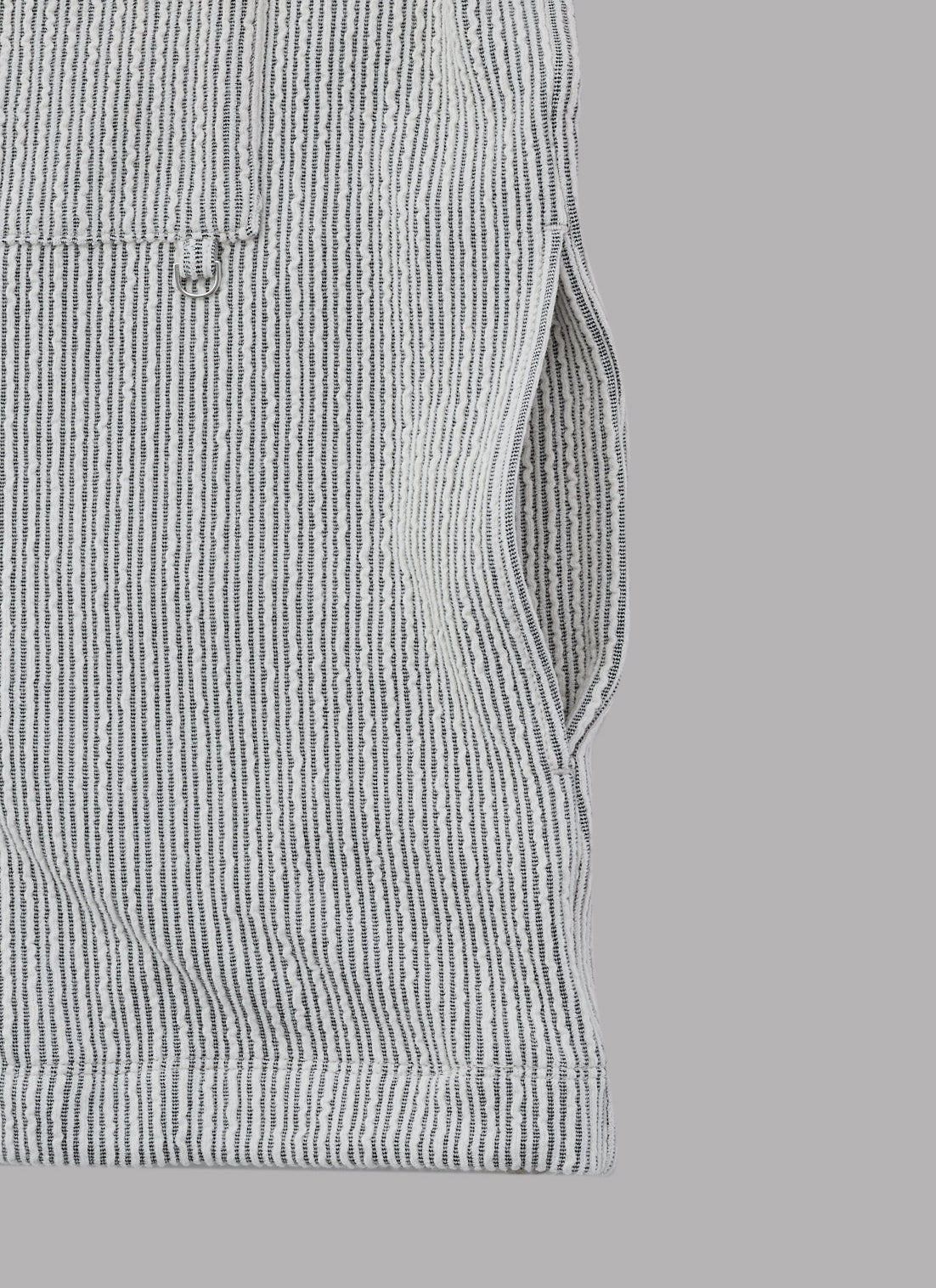 ・FRILL STRIPES S/S SHIRT-GRAY