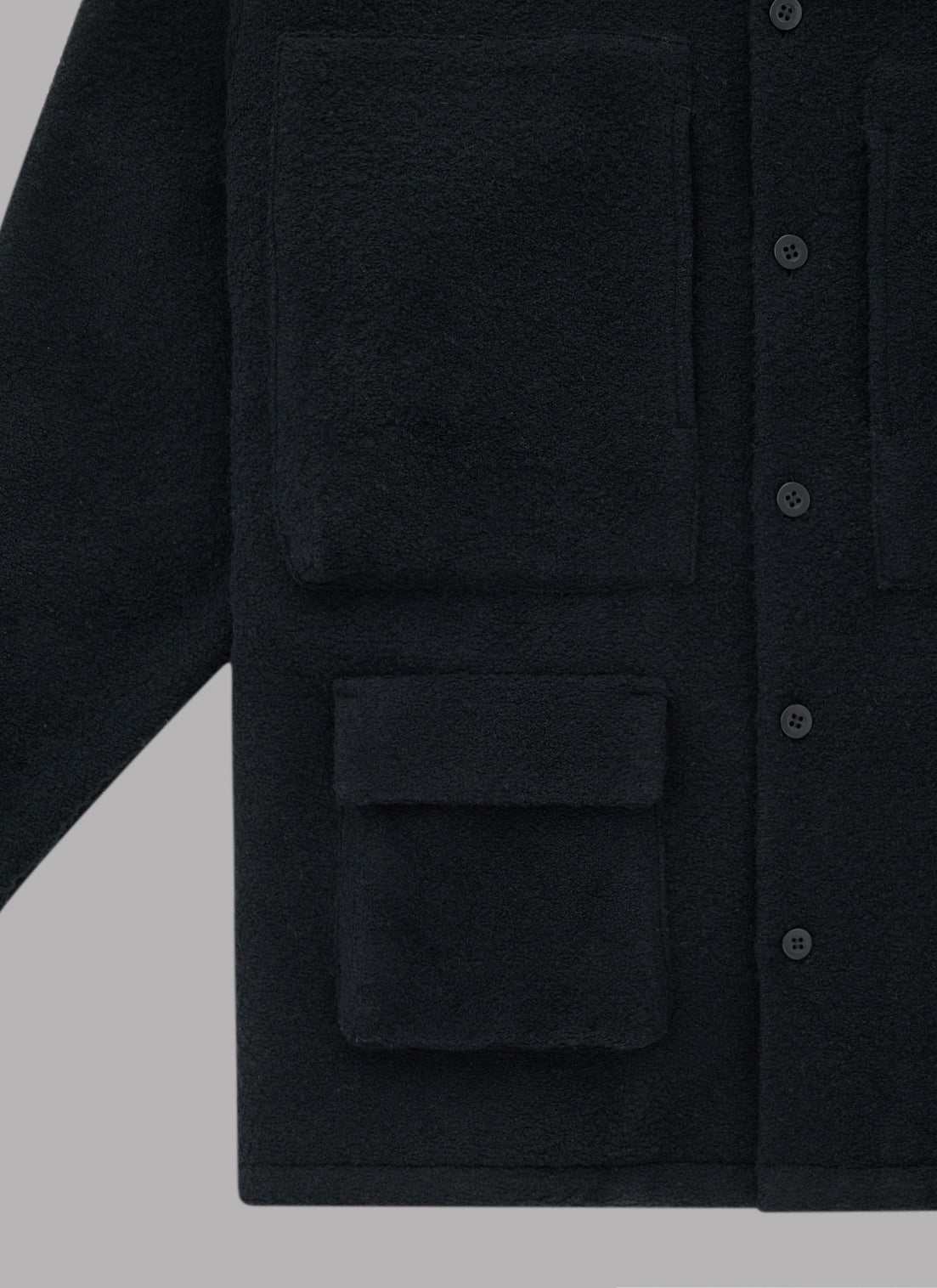 TWEED-LIKE UTILITY JACKET-BLACK