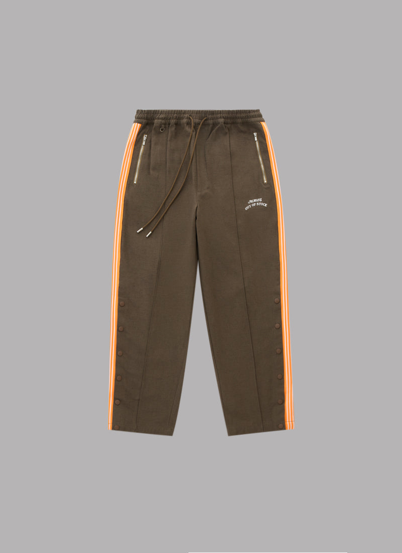SIDE STRIPE EASY PANTS-BROWN