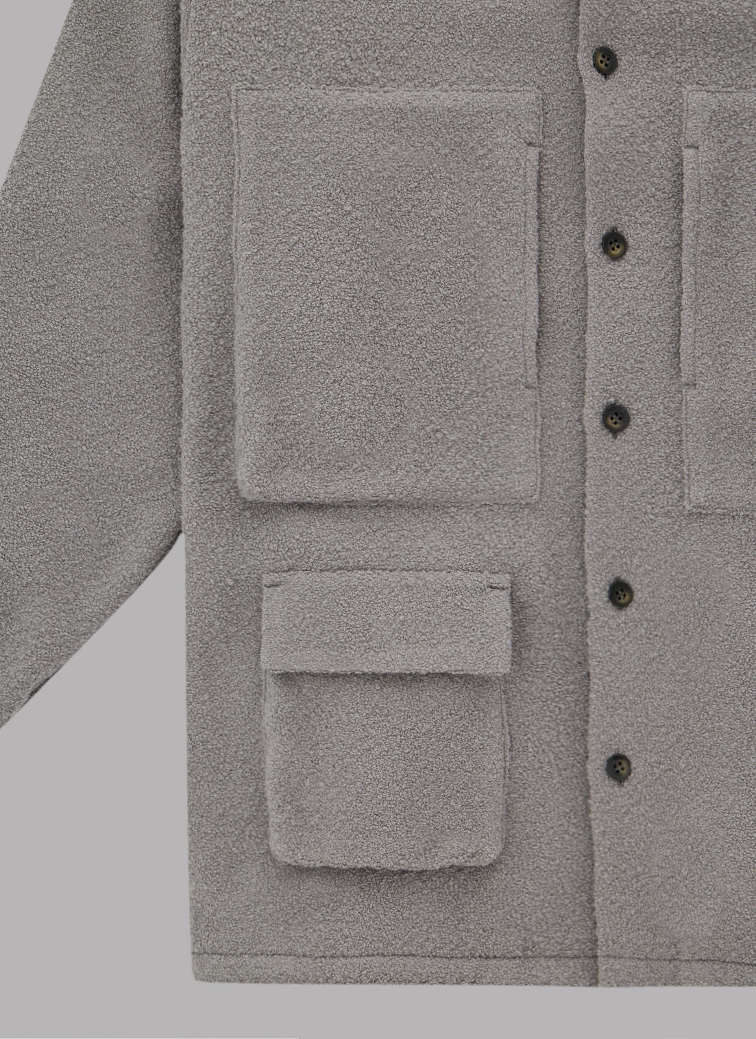 TWEED-LIKE UTILITY JACKET-GREY BEIGE