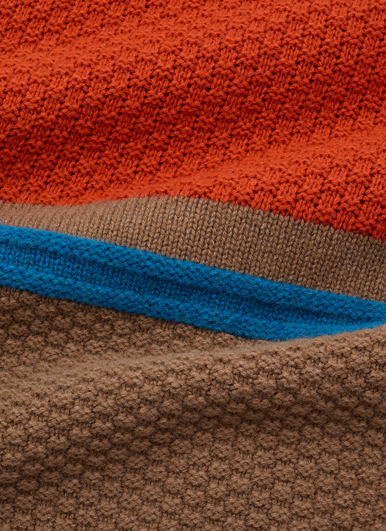 LA LOGO STRIPED CARDIGAN-BROWN