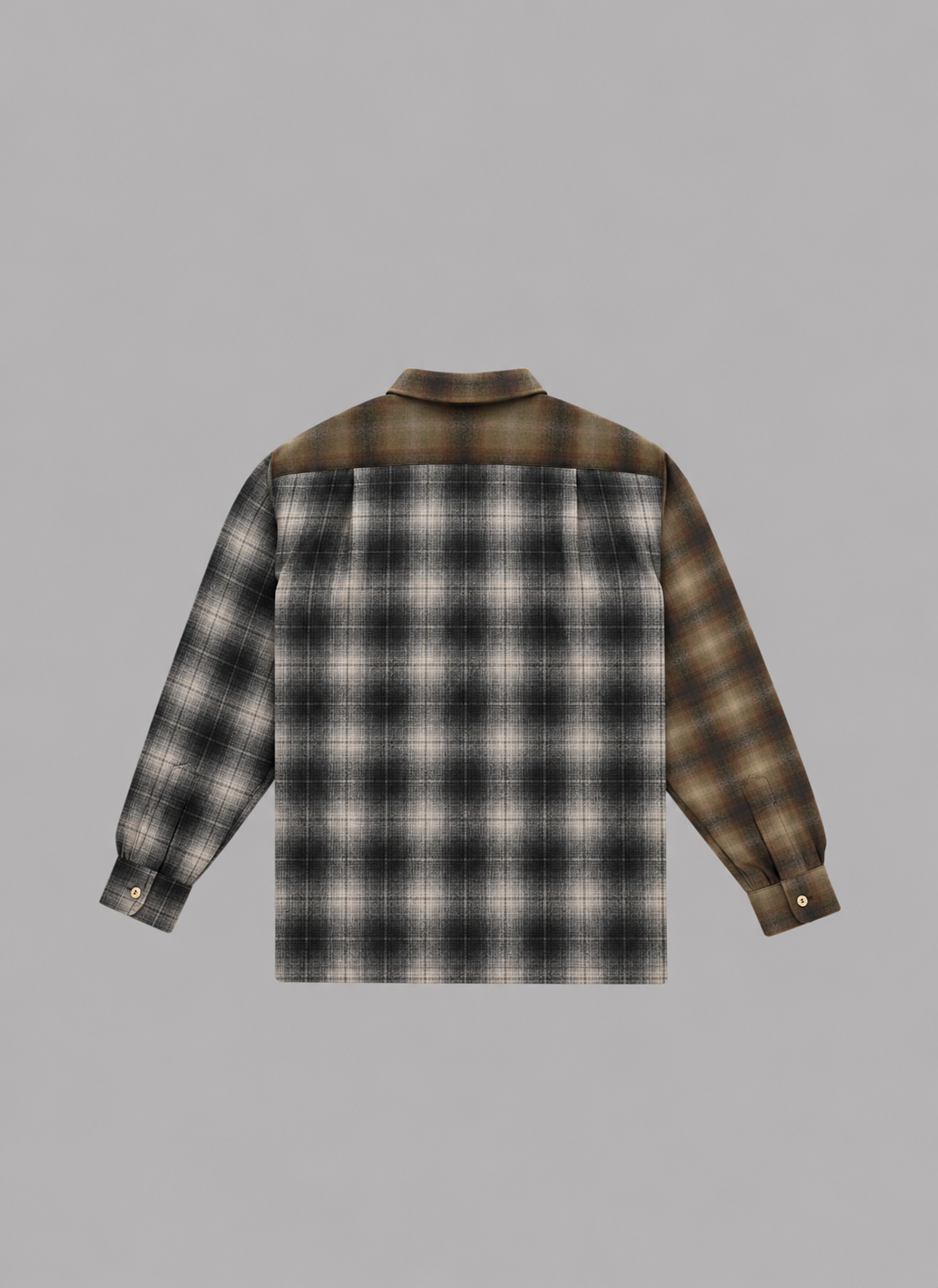 AOOS X PENDLETON OPEN COLLAR CHECKED SHIRT-BROWN