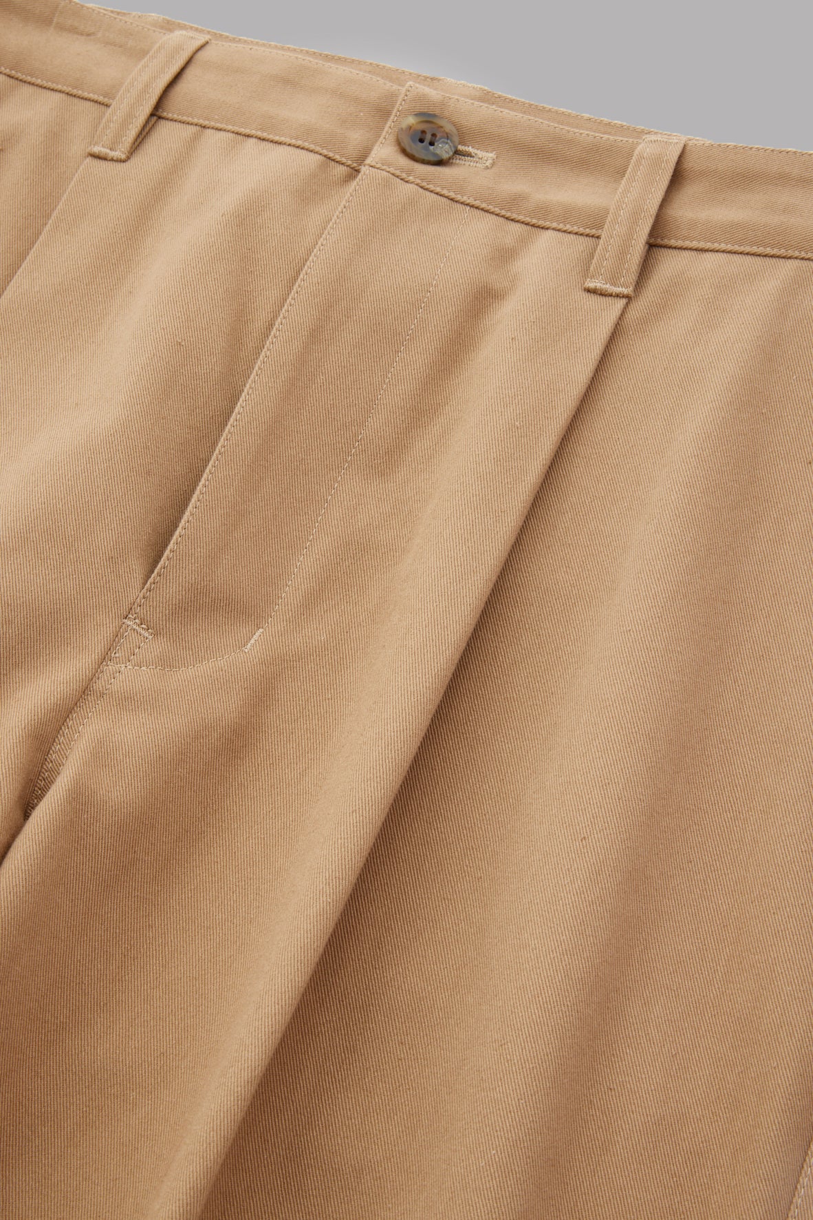 SIDE BUTTON TUCK PANTS-BEIGE