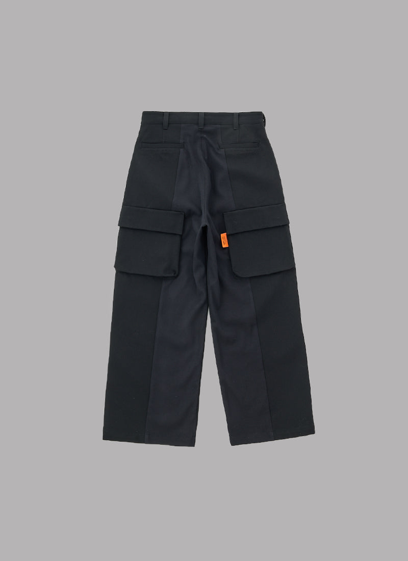 REFIND WOOL WIDE PANTS-BLACK