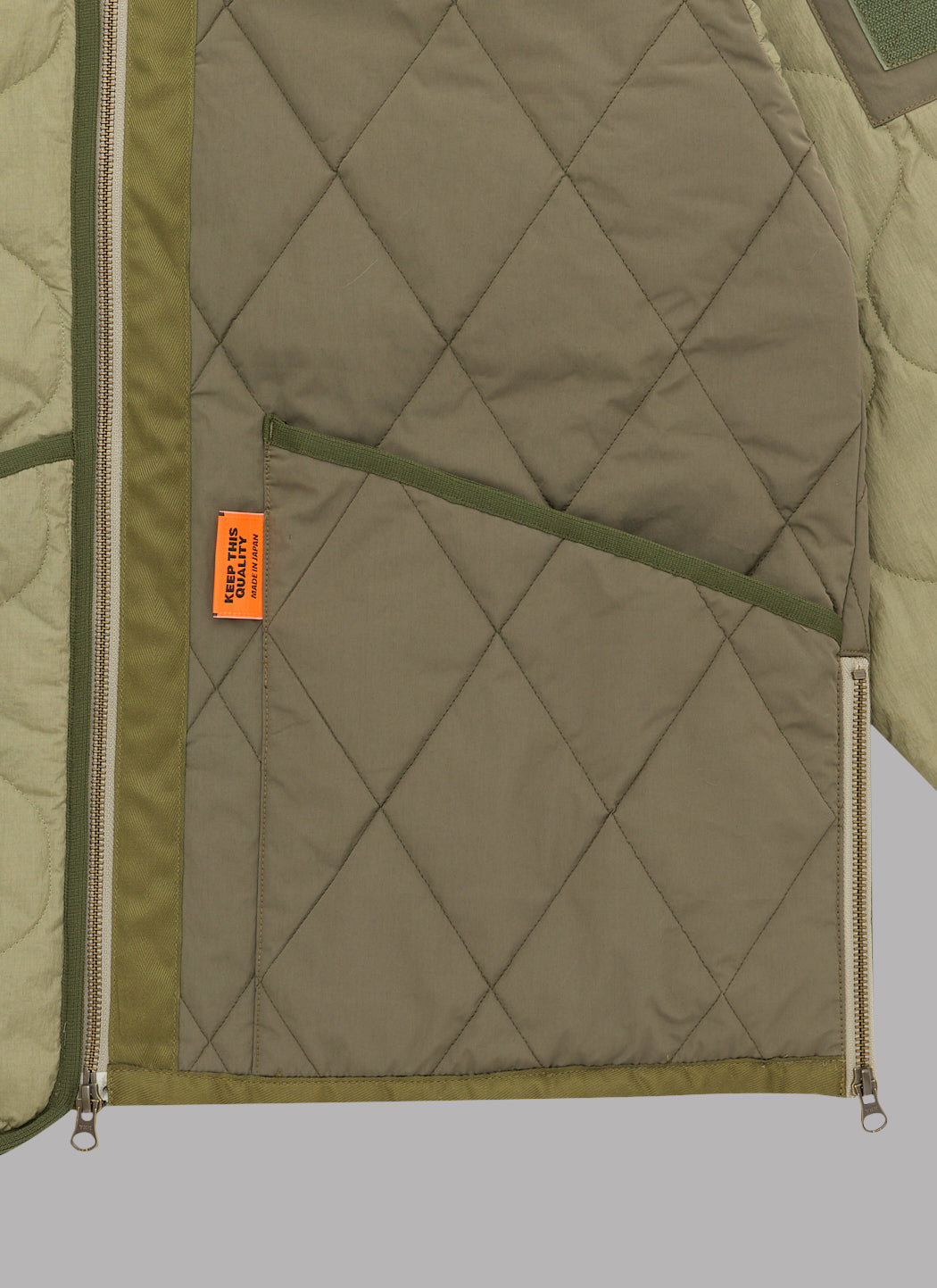 SWITCHED QUILTING JACKET - OLIVE
