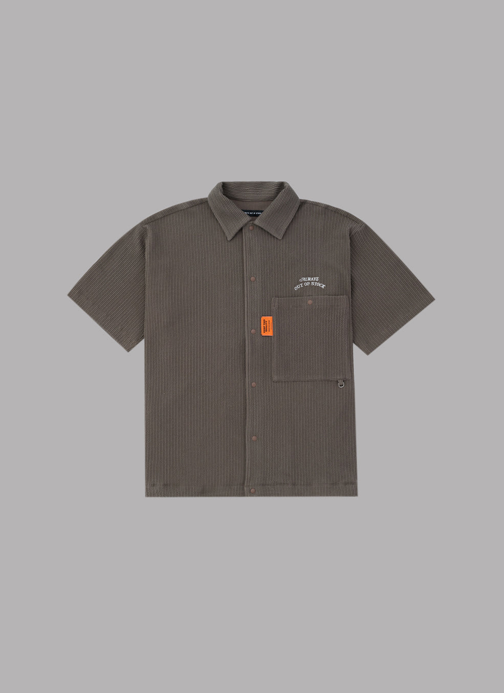 FRILL STRIPES S/S SHIRT-BROWN