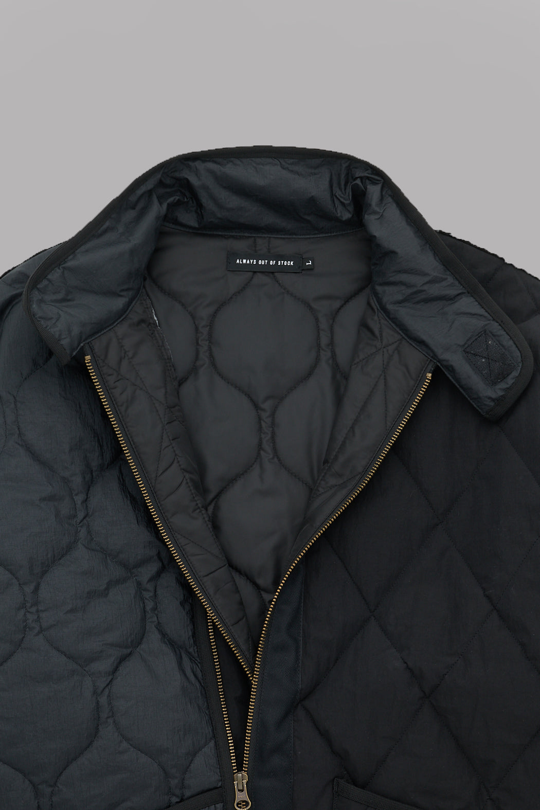 SWITCHED QUILTING JACKET - BLACK
