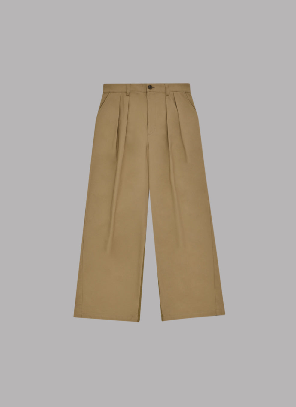 TWO-PLEAT SWITCHED WIDE PANTS - BROWN