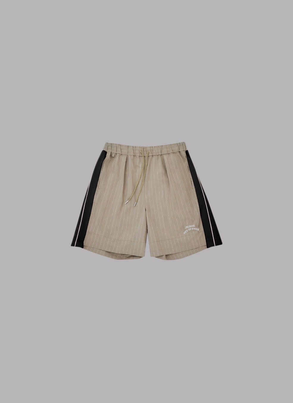 SIDE STRIPE LINEN TUCKED SHORTS-BEIGE