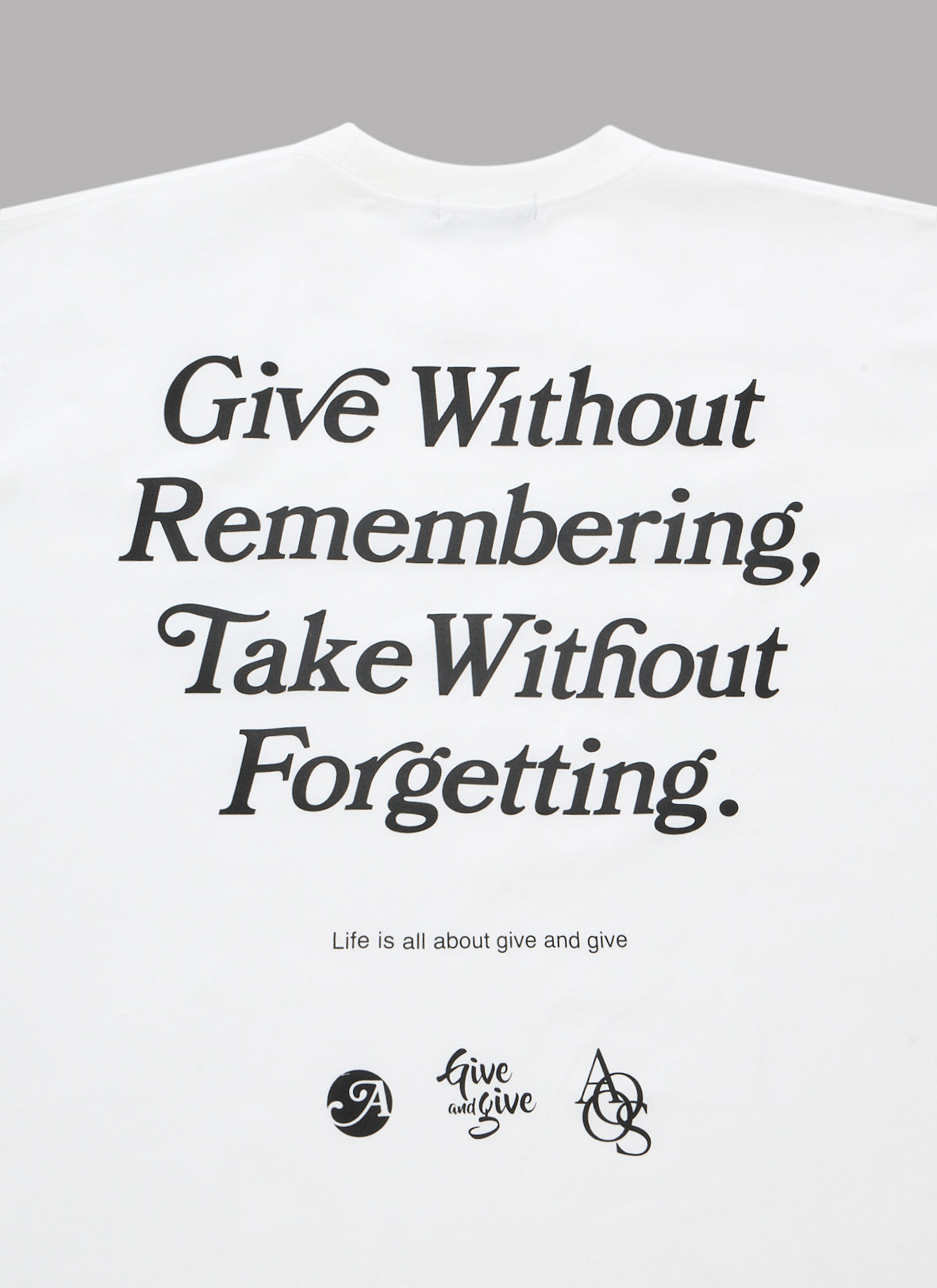 GIVE WITHOUT REMEMBERING S/S TEE-WHITE