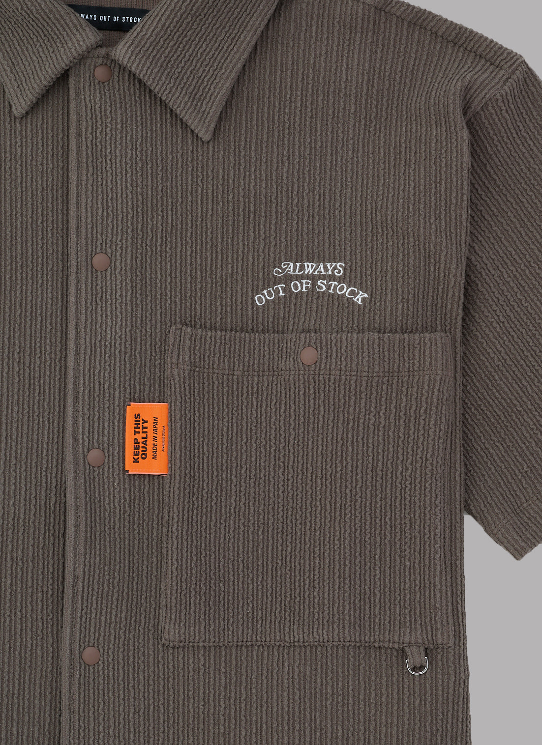 FRILL STRIPES S/S SHIRT-BROWN