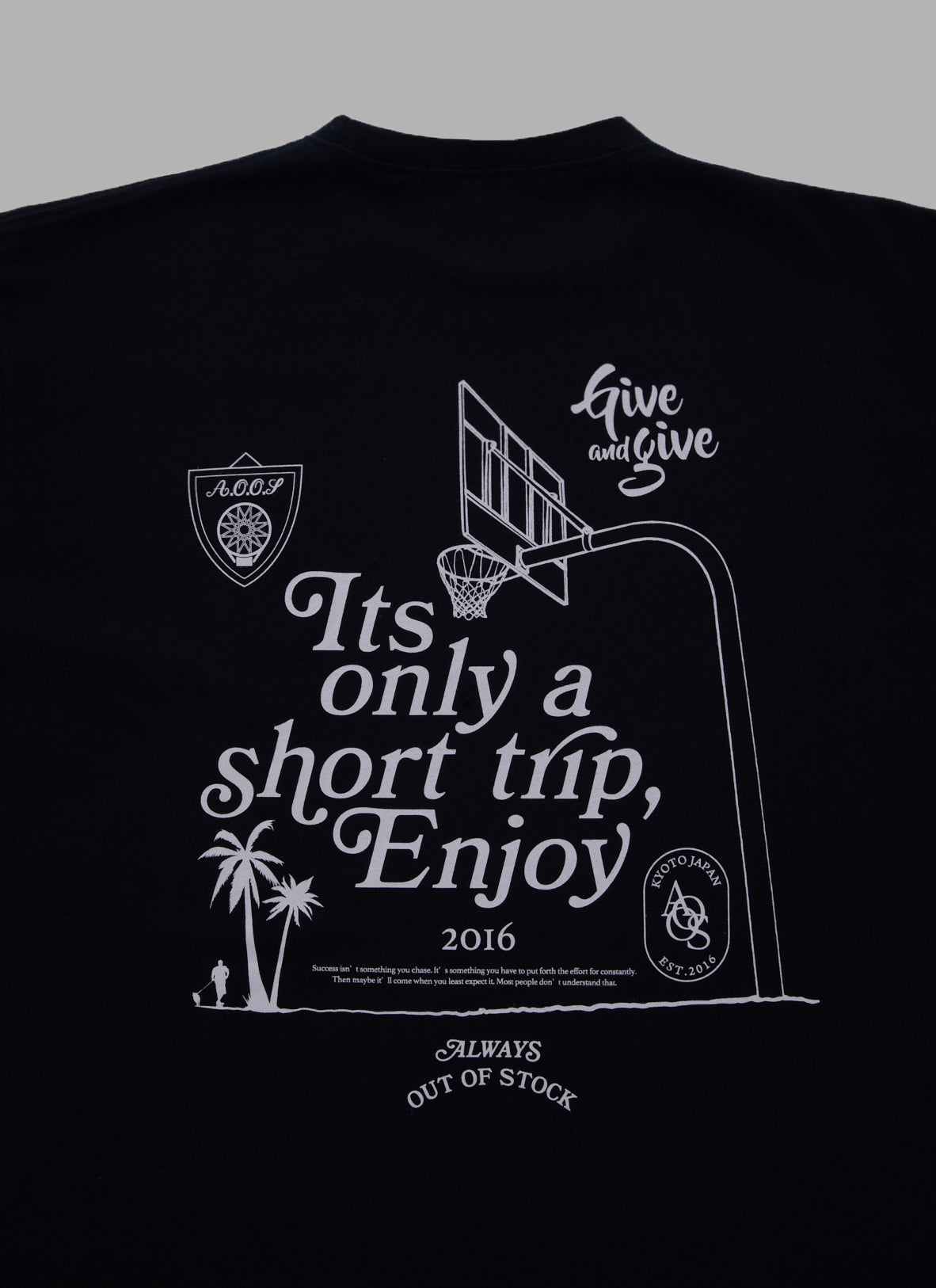 IT'S ONLY A SHORT TRIP L/S TEE-BLACK